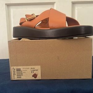 Charlotte Stone. Anton sandals with lug soles in luggage color. Women’s size 11